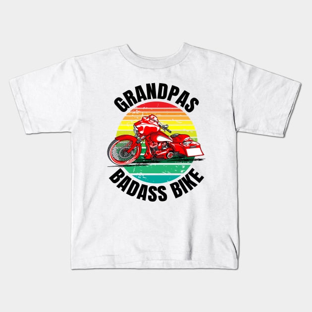 Grandpas badass bike, biker grandpas, coolest grandpas, red bagger Kids T-Shirt by Lekrock Shop